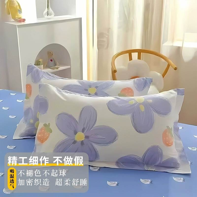 纯棉枕套一对装枕头套成人男女枕芯套加厚枕罩忱头套48x74cm宿舍 - 图0