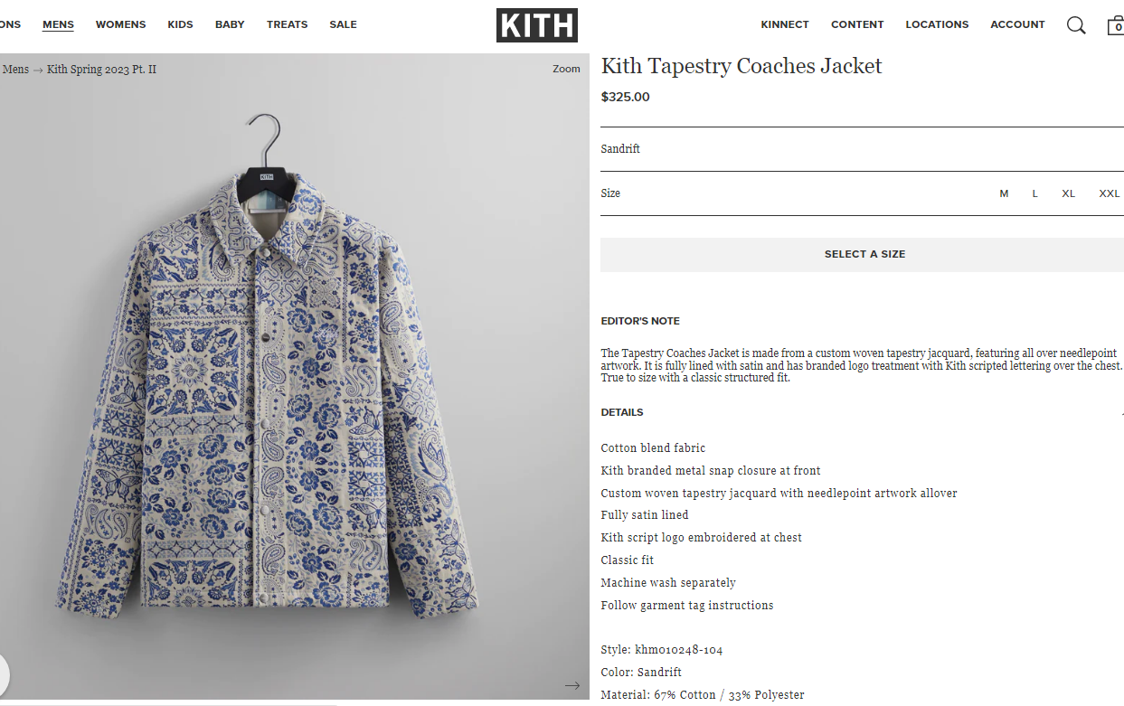 KITH Tapestry Coaches Jacket-图1