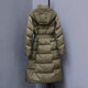 Reverse season long down jacket female over -knee thickened waist 2023 Winter slim -fitting thin white duck down jacket