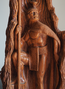 中古夏威夷木雕木雕部落人物摆件