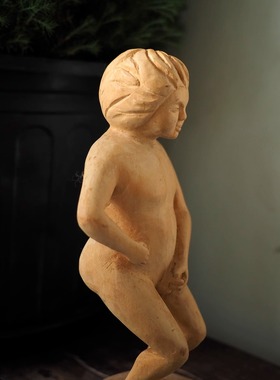 双子商店 孤品中古日本制手工木雕童子像装饰摆件