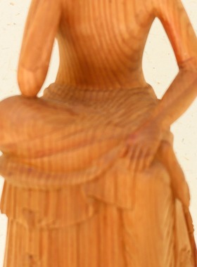 双子商店 孤品中古日本制职人手工雕刻香柏木弥勒菩萨装饰摆件