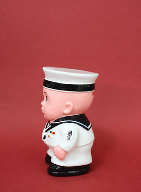 双子商店 孤品中古法国制可爱陶瓷海军宝宝装饰存钱罐摆件