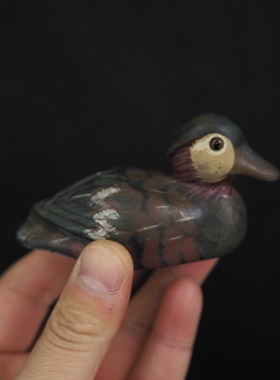 双子商店 中古中国制手工石雕鸳鸯装饰摆件 情侣礼物鸳鸯