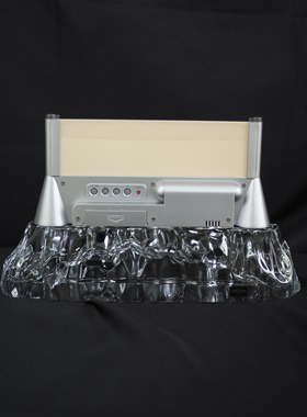 双子商店 孤品中古日本制HOYA水晶底座磁吸电子时钟摆件 屏显有瑕