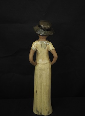 双子商店 孤品中古手捏手作陶制小女孩陶瓷装饰摆件