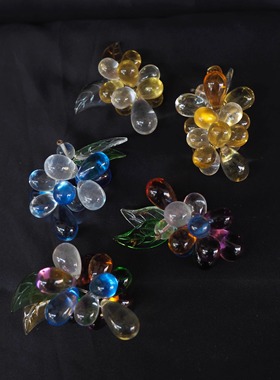 双子商店 中古手工彩色琉璃玻璃葡萄装饰摆件 多子多福葡萄摆件