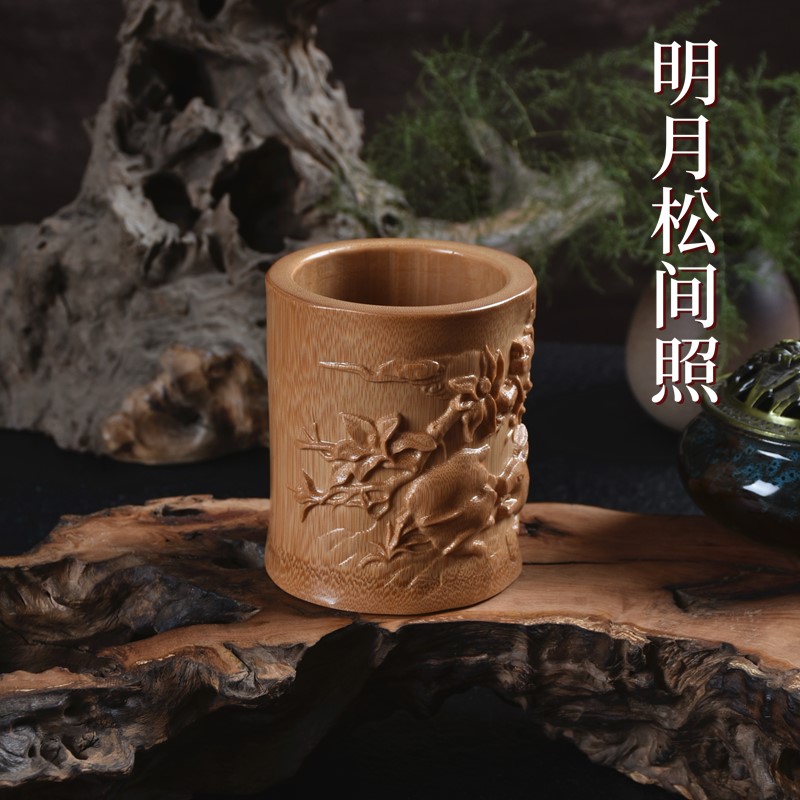 高档雕花茶则套件竹制茶筒茶夹茶扒茶针茶具茶道六君子茶匙-图2