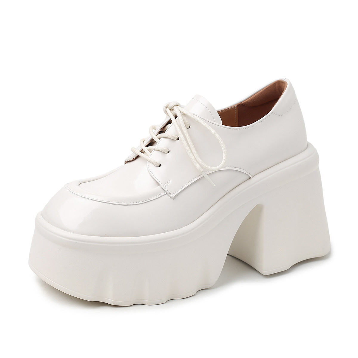 厚底增高女鞋粗高跟绑带休闲鞋全真皮四季单鞋松糕跟乐福鞋学院风,淘宝优惠券,粉丝福利购,淘宝优惠卷