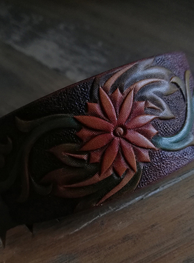 牛皮礼品彩绘古典花卉手环