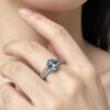 Collection of unique items, Gaohuotongtai, S925 sterling silver inlaid with gold, sun white crystal, amethyst, ocean blue colored gemstone ring