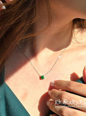 英国代购正品07.30 2025潮流导向 女装新款 绿闪钻吊坠设计项链