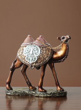 欧式简约树脂工艺骆驼摆件创意家居书房办公室桌面纪念礼品装饰品