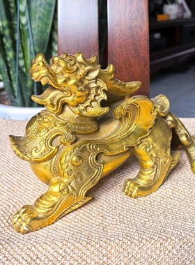 铠甲貔貅摆件黄铜皮丘铜貔貅客厅