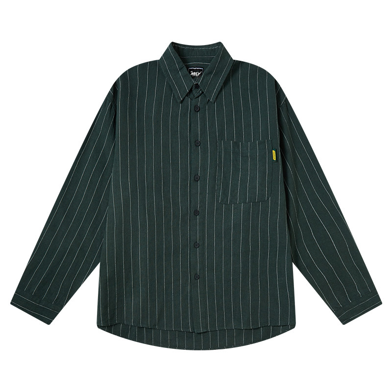 小尼力日系复古竖条纹长袖衬衫男秋季潮牌宽松情侣休闲衬衣外套,淘宝优惠券,粉丝福利购,淘宝优惠卷