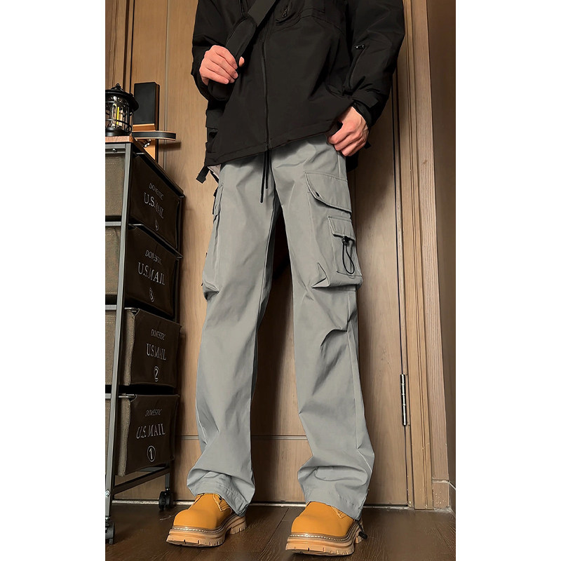 美式复古多口袋直筒工装裤男高街潮牌宽松纯色百搭阔腿休闲长裤子,淘宝优惠券,粉丝福利购,淘宝优惠卷