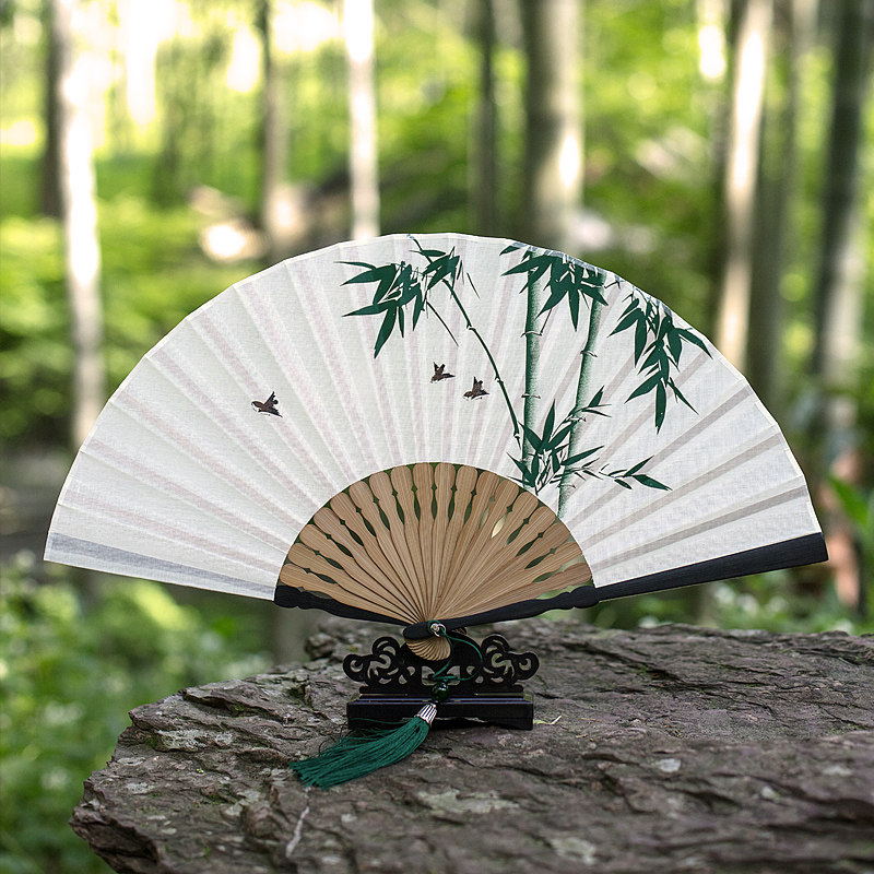 扇子折扇中国风男夏季随身便携折叠扇复古风汉服女式古典小扇竹子_虎窝淘