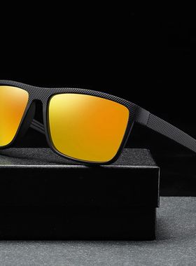 运动风格偏光太阳镜男士弹性黑舒适驾驶钓鱼墨镜户外太阳眼镜