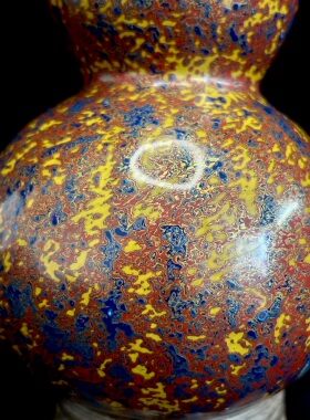 大漆葫芦摆件天然葫芦中号古法摆件轻奢客厅挂件招财红蓝黄色
