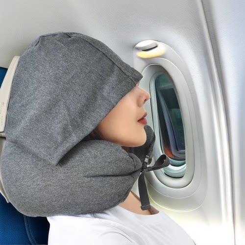 带帽子纯棉超轻U型枕颈椎枕靠枕护脖子垫枕头午休便携旅行枕腰靠 - 图1