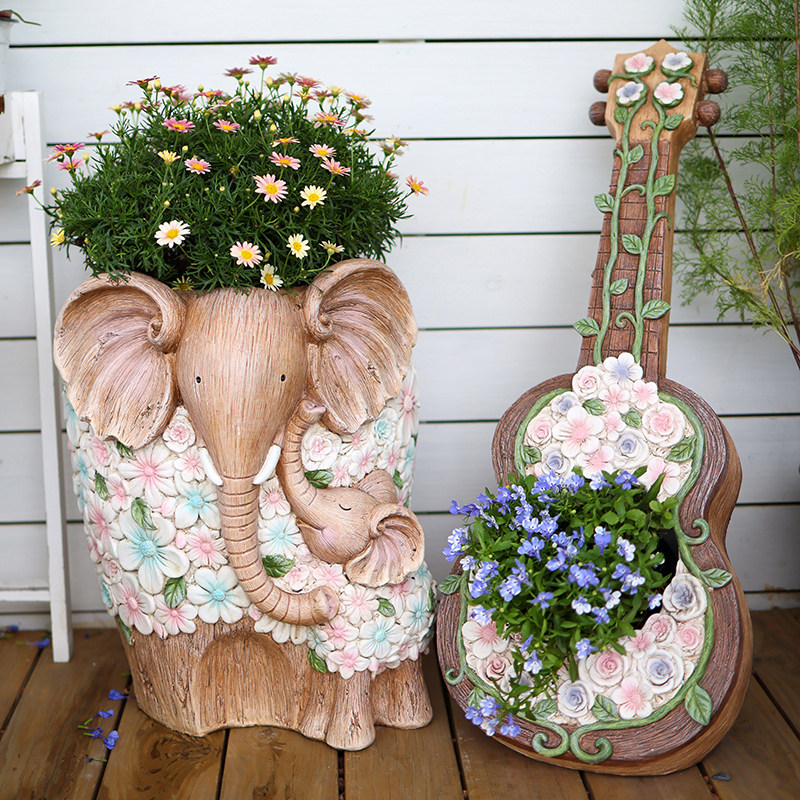 复古动物大象花盆雕塑摆件落地装饰户外花园庭院阳台别墅门口布置,淘宝优惠券,粉丝福利购,淘宝优惠卷