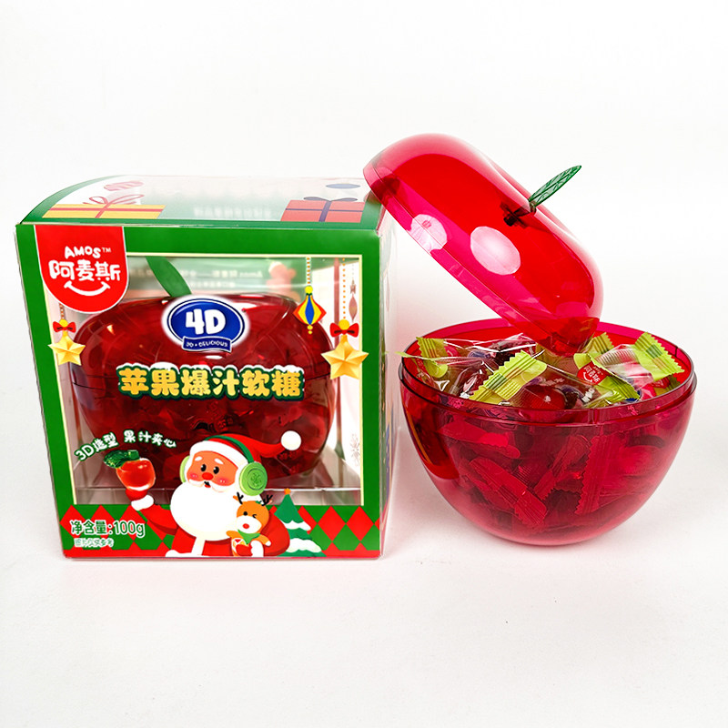 阿麦斯4D水果爆汁软糖苹果罐100g平安果儿童零食糖果圣诞节礼物,淘宝优惠券,粉丝福利购,淘宝优惠卷