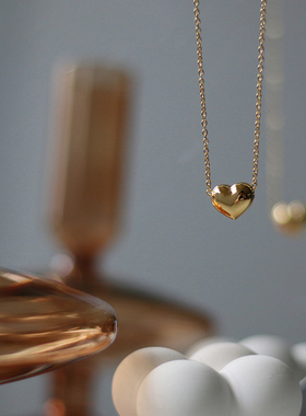 GGW 简约一心一意钛钢项链文艺小金心锁骨链气质百搭短链个性颈链