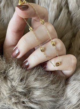 GGW 欧美简约猪鼻子钛钢手链 O字链细链条首饰镀金饰品小巧首饰