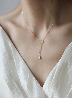 GGW 简约流苏星星水滴流星雨钛钢项链 小众轻奢高级感气质锁骨链