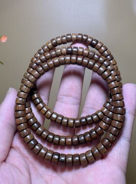 绿檀木药片珠木质手串男女款文玩黄金檀血檀黑檀佛珠手链饰品简单