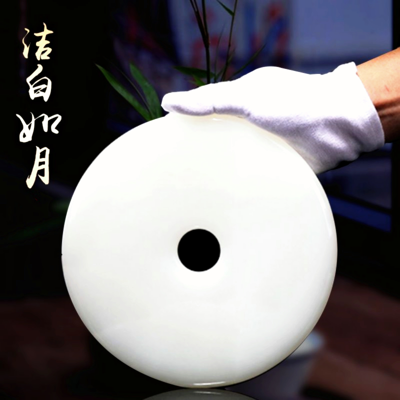 天然白玉平安扣摆件白玉和氏璧仿古圆形玉币乔迁开业会仪高档礼品,淘宝优惠券,粉丝福利购,淘宝优惠卷