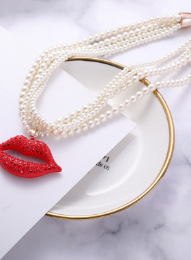 韩国红唇轻奢冷淡风女士锁骨链