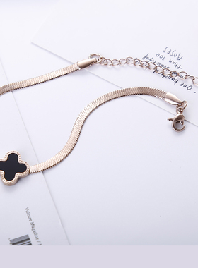 韩版钛钢玫瑰金四叶草欧美风手环