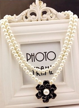 爆款韩版珍珠双层装饰配件锁骨链