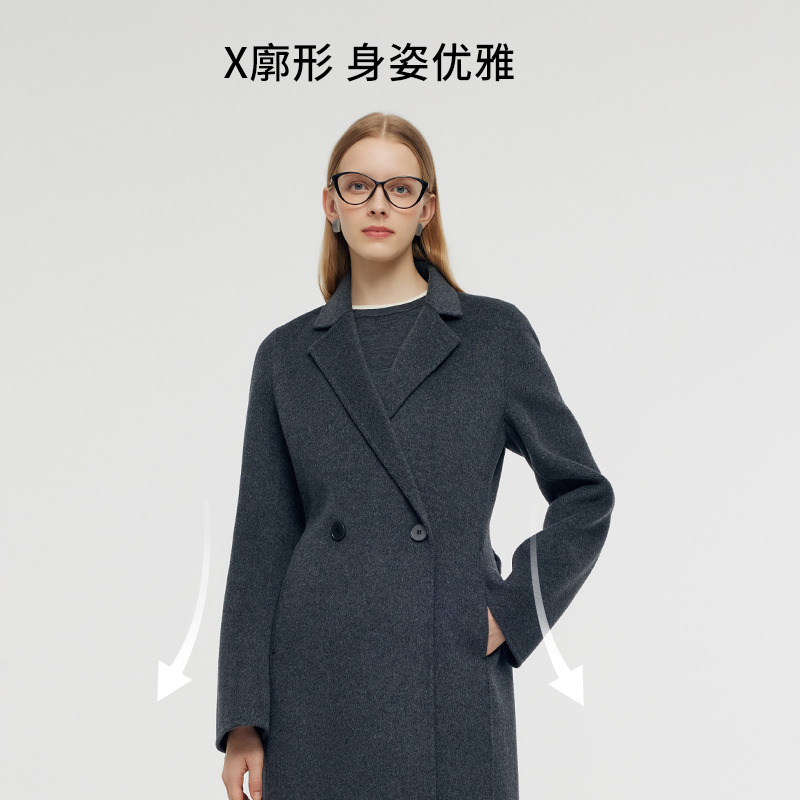 歌莉娅纯羊毛大衣女冬季2024新款高级感长款双面呢外套1CCC6E1T0