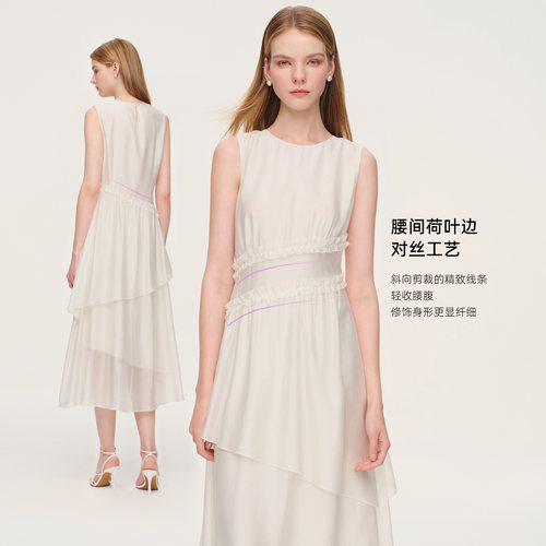 【妞妞专享】歌莉娅背心连衣裙女夏季巨好看荷叶边无袖裙子 - 图1