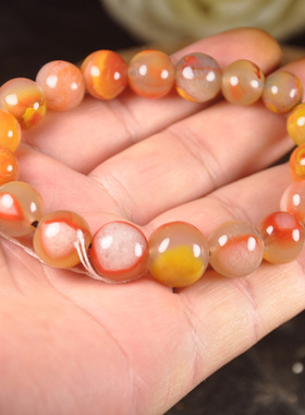 北票战国红鸡油黄红缟玛瑙手链