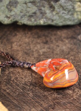 雕件天然北票战国红玛瑙吊坠男女