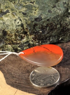 毛衣链项链红缟玛瑙吊坠