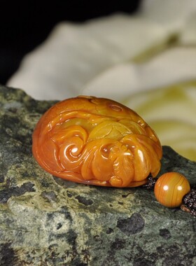 战国红玛瑙鲤鱼蝙蝠福在眼前吊坠