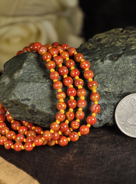 天然缟玛瑙多圈手链鸡油黄佛珠