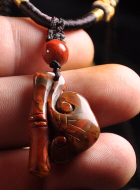 挂件天然缟玛瑙竹子女士吊坠