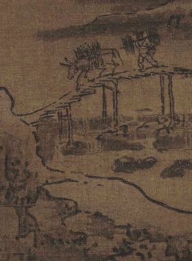 刘松年雪山行旅图美院教学立轴