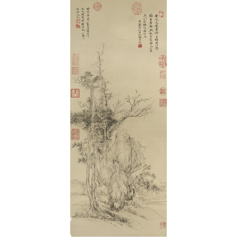 清恽寿平仿倪瓒古木幽篁图纸本立轴竖版古代名家名画微喷复制临摹 - 图3