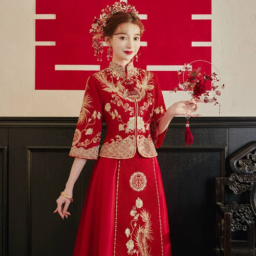 Традиционный свадебный наряд Сюхэ, свадебное платье, летнее вечернее платье, китайский стиль, подходит для подростков