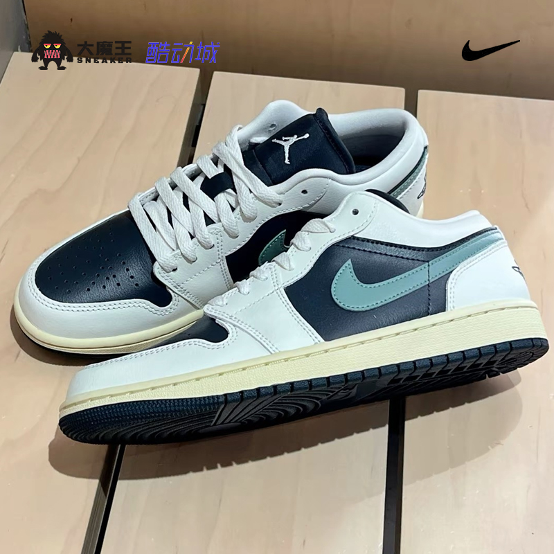 耐克女鞋Air Jordan 1 Low男女黑绿AJ1低帮运动篮球鞋DC0774-001 - 图2