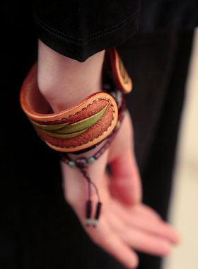 原创牛皮七夕礼品手镯送闺蜜