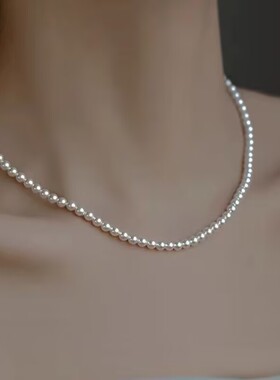正圆强光珍珠项链锁骨链