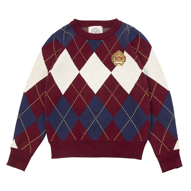 【5折专区】专柜同步男童全棉毛衣秋冬帅气菱格圆领针织上衣线衫,淘宝优惠券,粉丝福利购,淘宝优惠卷