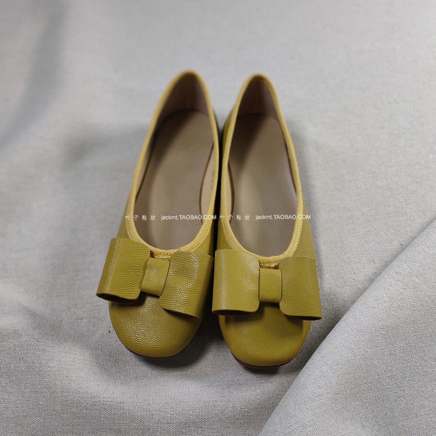 仅3对~纯原！比球鞋还舒服~显瘦黄色羊皮优雅蝴蝶结芭蕾舞平底鞋,淘宝优惠券,粉丝福利购,淘宝优惠卷